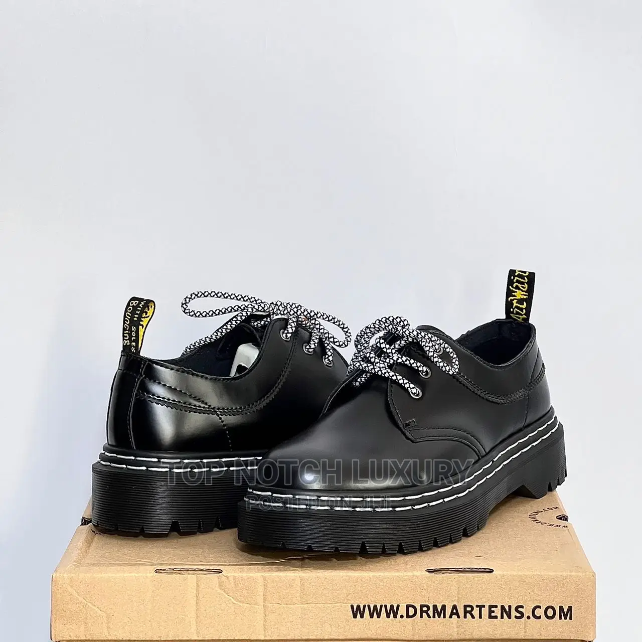 *Dr. Martens 1461 Bex White Double Stitch Leather Shoes