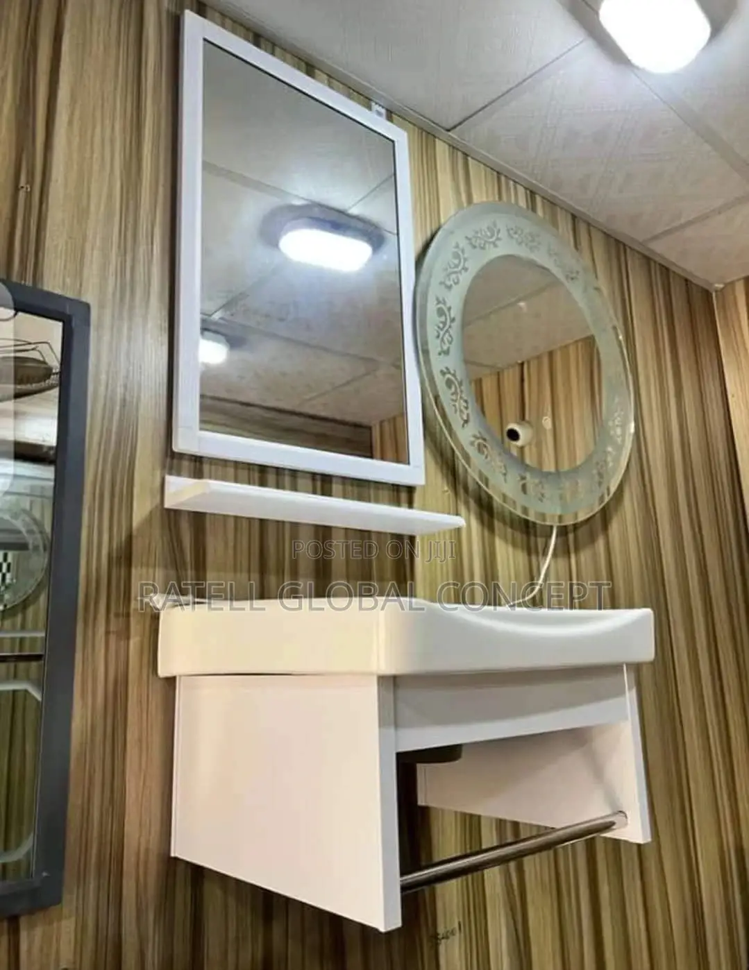 Wall Hanged Wash Basin With Mirror,Shelf and Towel Hanger
