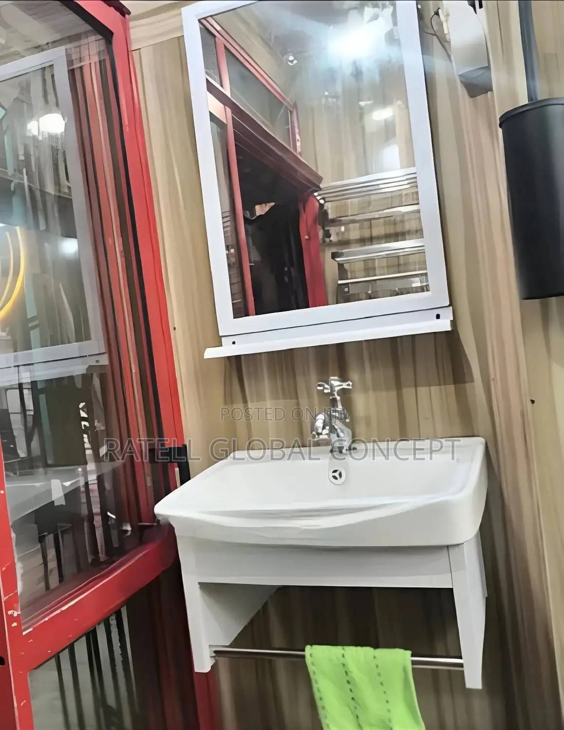 Wall Hanged Wash Basin With Mirror,Shelf and Towel Hanger