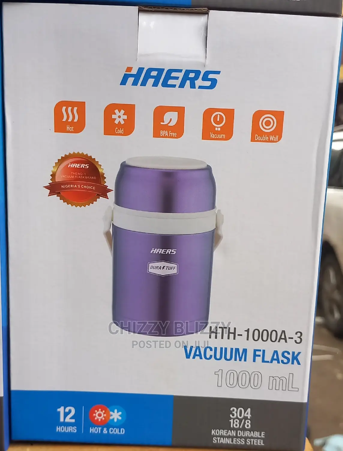 Haers 24hrs Hot and Cold Insulated Vacuum Food Flask (1000ml
