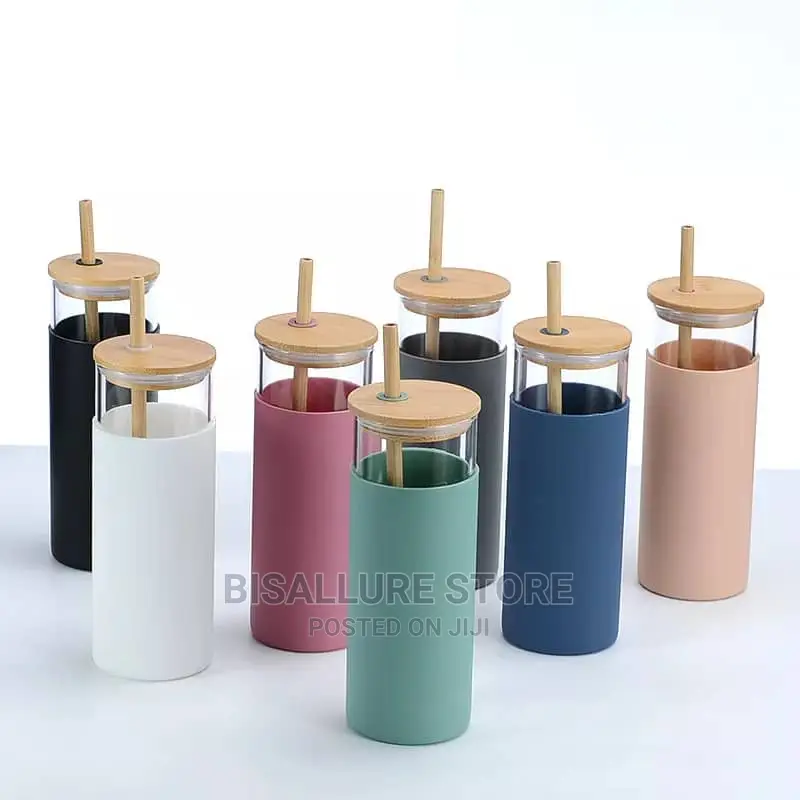 500ml Silicon Glass Bamboo Cup