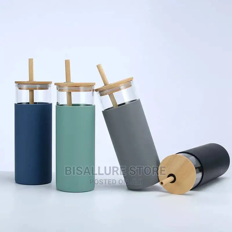 500ml Silicon Glass Bamboo Cup