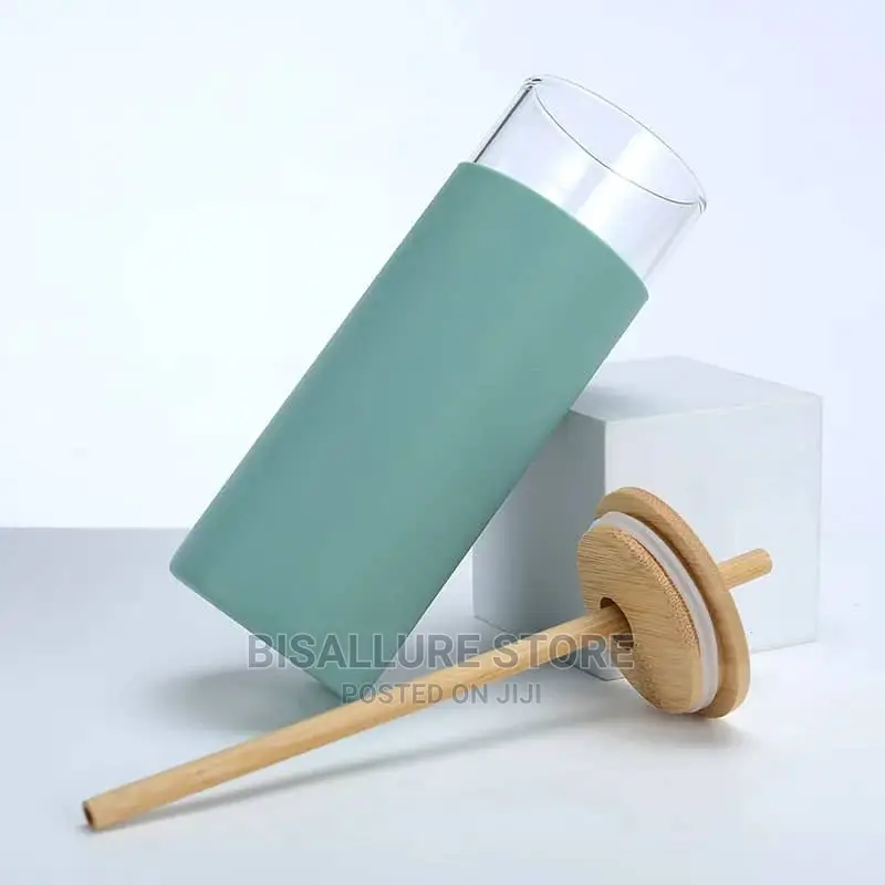 500ml Silicon Glass Bamboo Cup