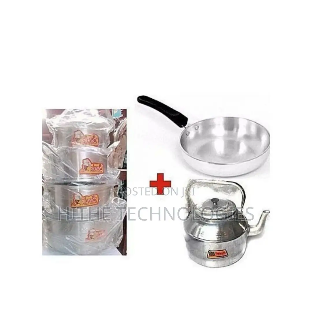 Cooking Pots of 4sets With Kettle and Frying Pan