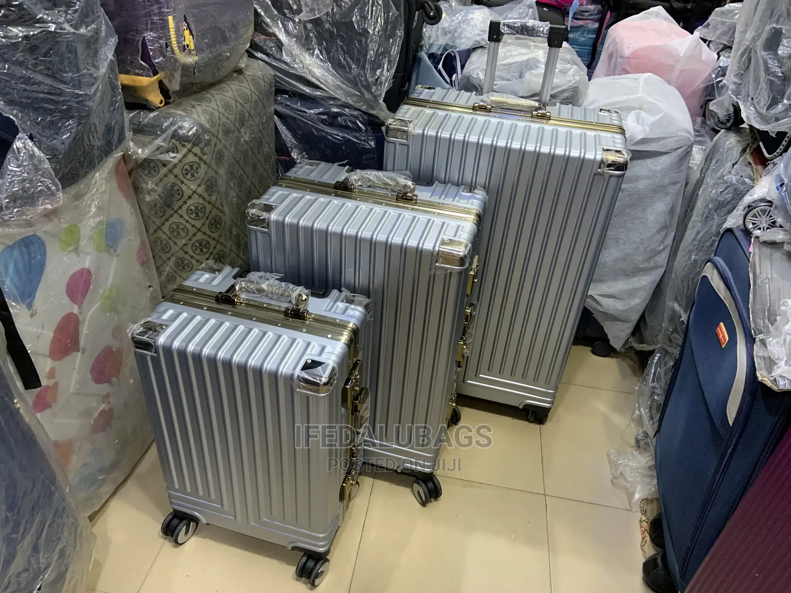 Set of Silver Quality Aluminum Frame Travel Luggage