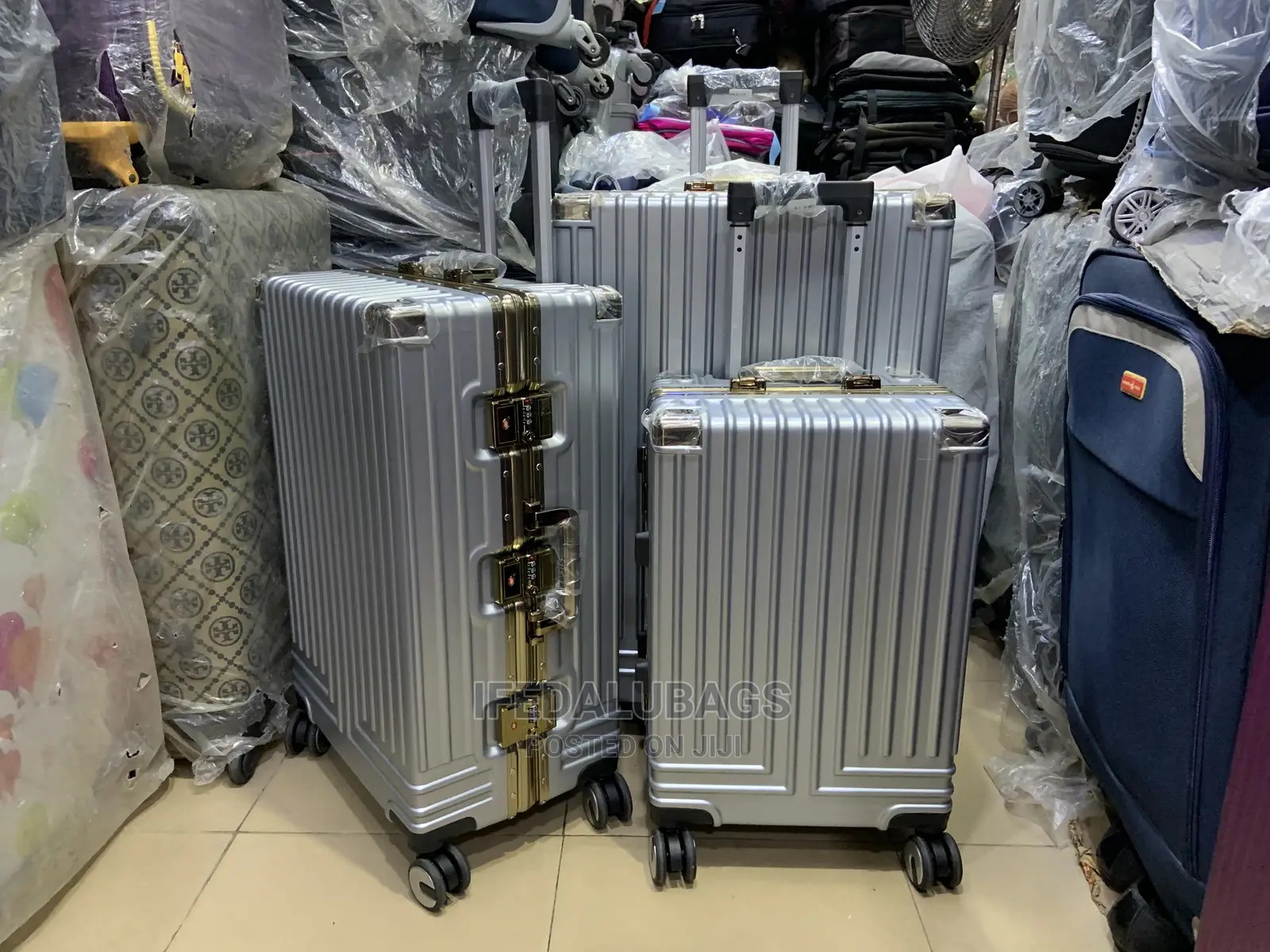 Set of Silver Quality Aluminum Frame Travel Luggage