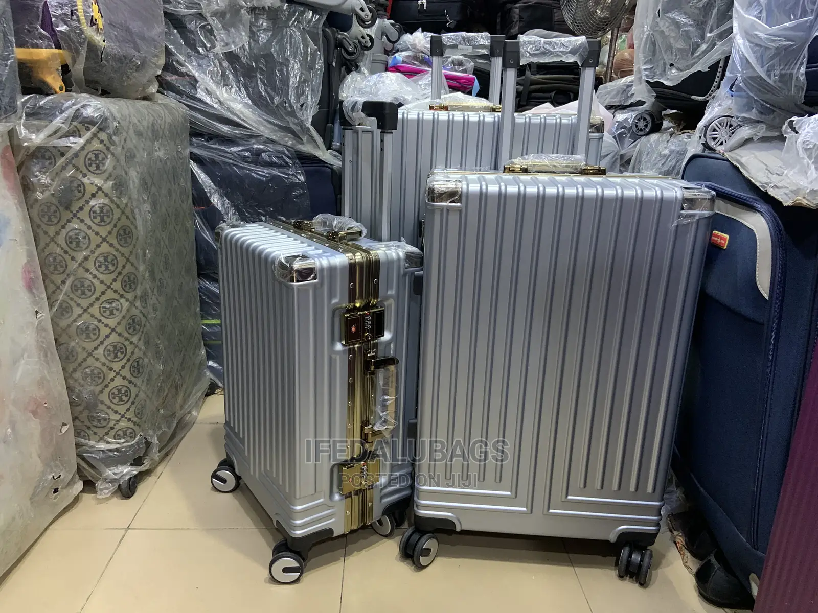 Set of Silver Quality Aluminum Frame Travel Luggage