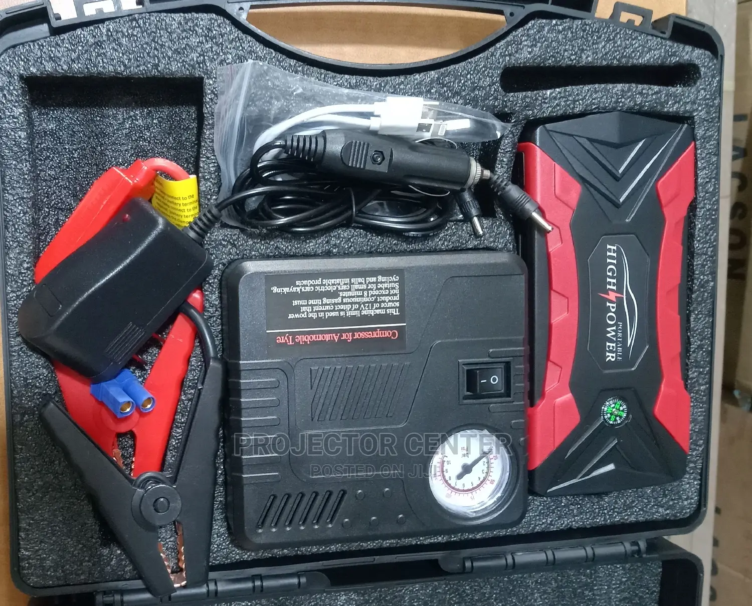 High Power Automobile Jump Starter With Tyre Inflator