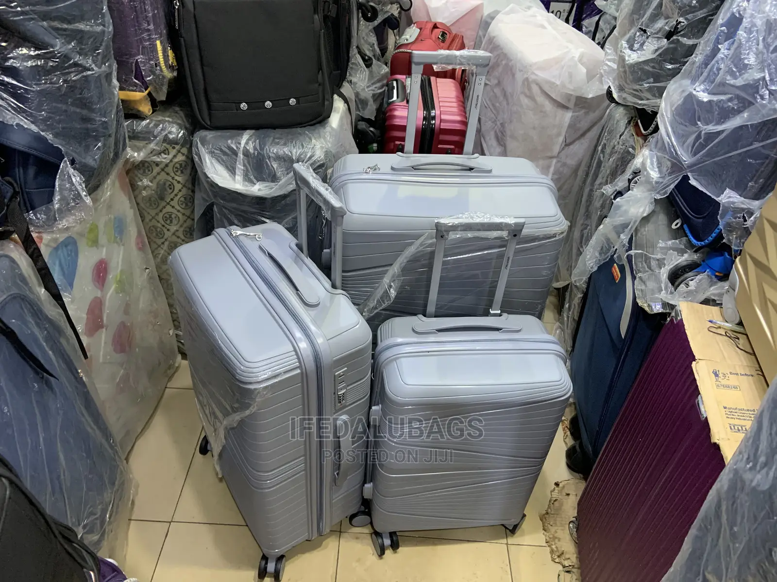 Set of Grey Quality Unbreakable Rubber Travel Luggage
