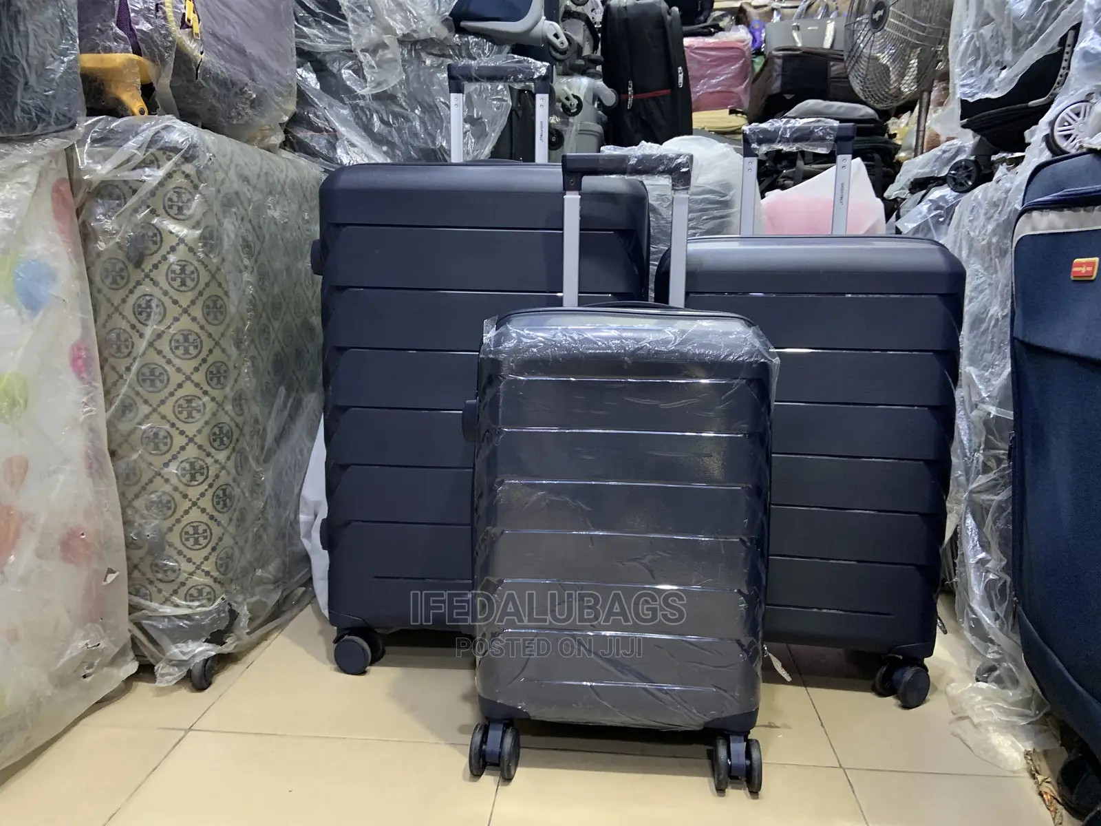 Set of Dark Blue Quality Unbreakable Rubber Travel Luggage