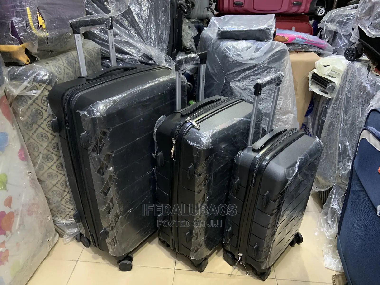 Set of Quality Unbreakable Black Rubber Travel Luggage