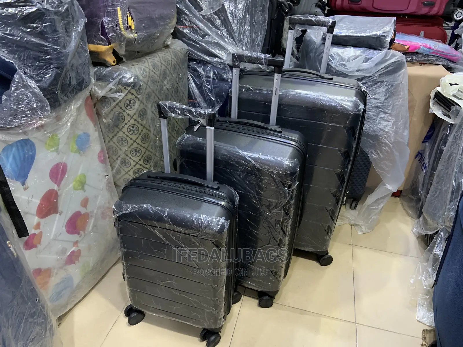 Set of Quality Unbreakable Black Rubber Travel Luggage