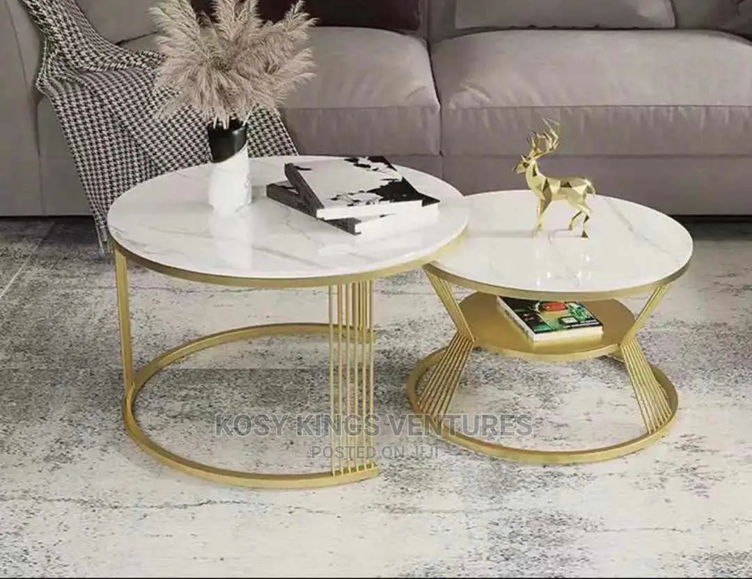 Royal Gold Marble Center Table With Extension
