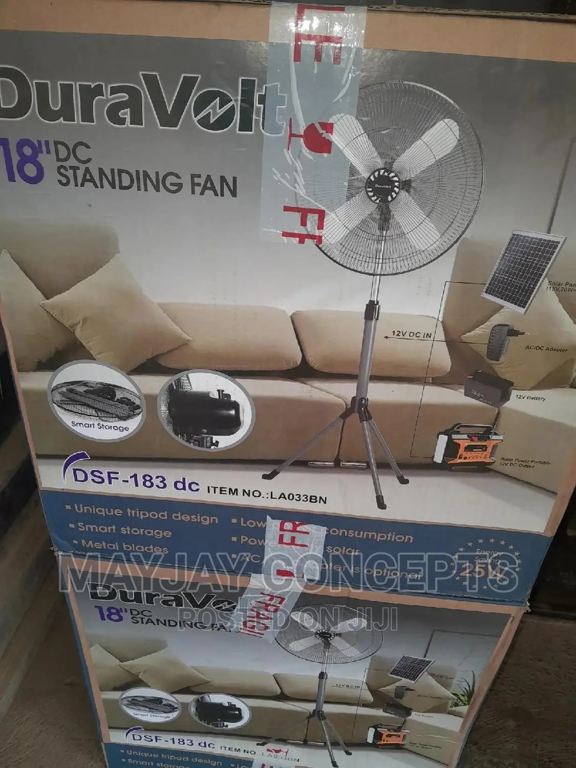18inches Duravolt Ac/Dc Solar and Electricity Standing Fan