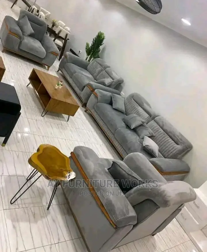 Luxury 7 Seater Living Room Fabric Made Royal Sofa Chair.