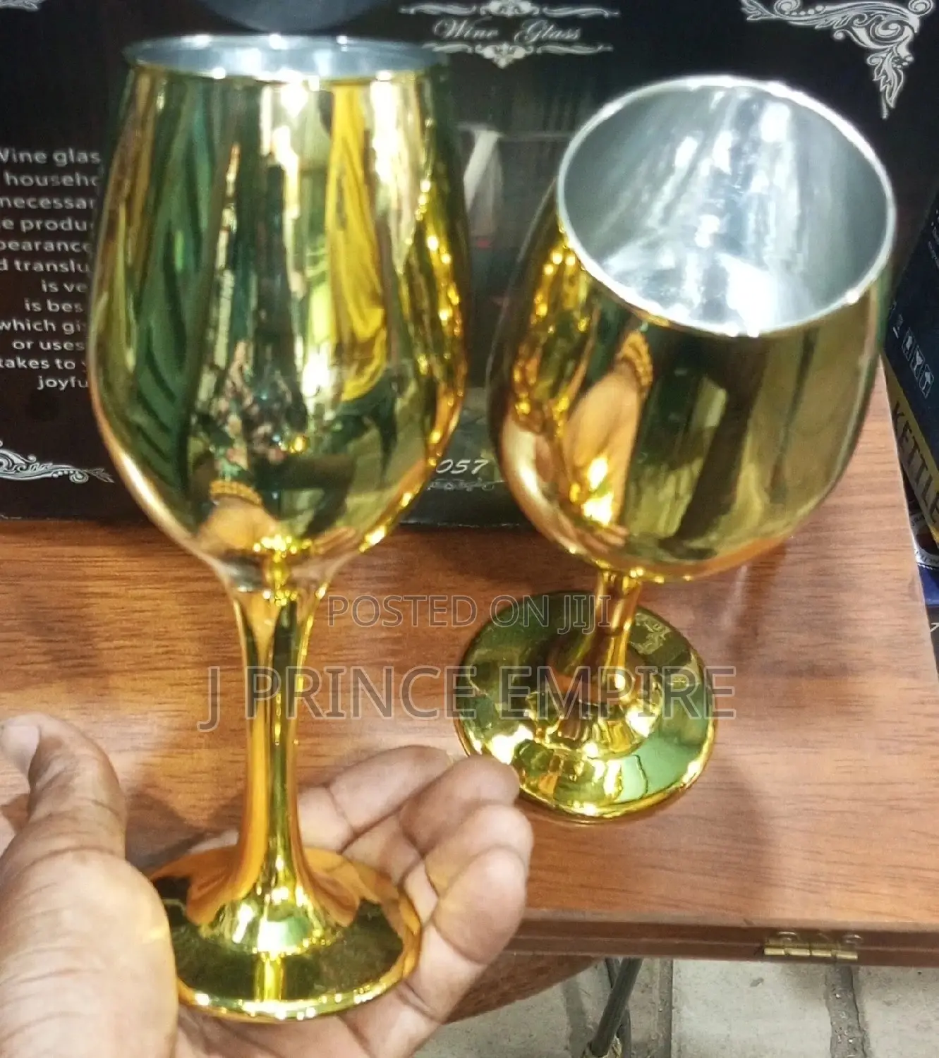 Gold Stainless Steel Wine Glasses Unbreakable, Set of 6