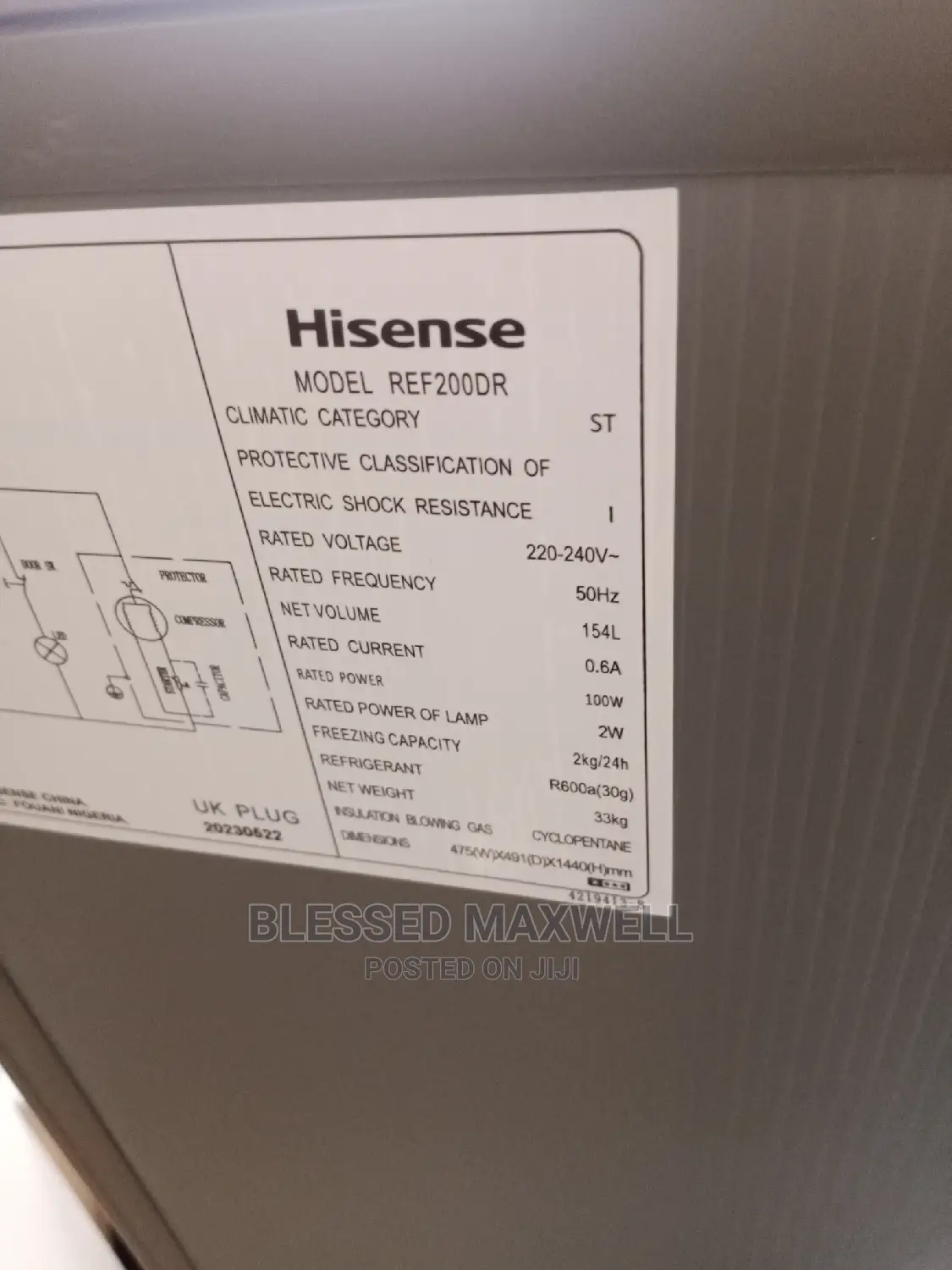 Hisense Refrigerator 154litters Double Door
