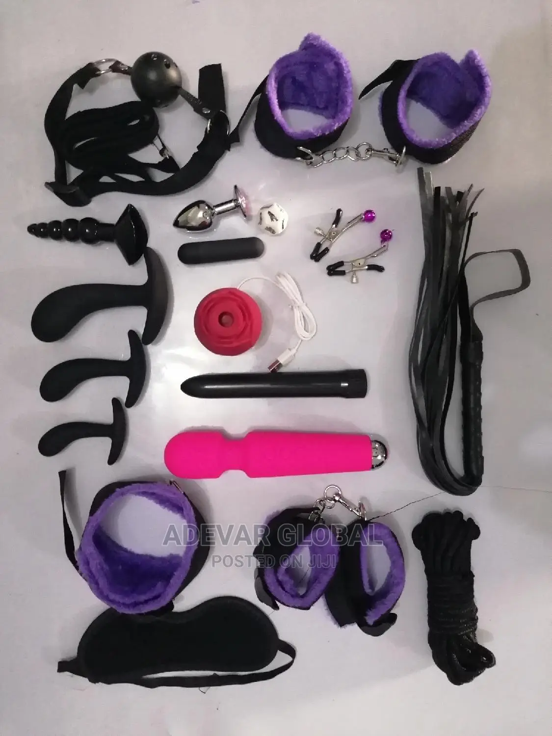 19 PCS BDSM Kit Sets Magic Wand, Rose Sucker, Bullet Vib Toy