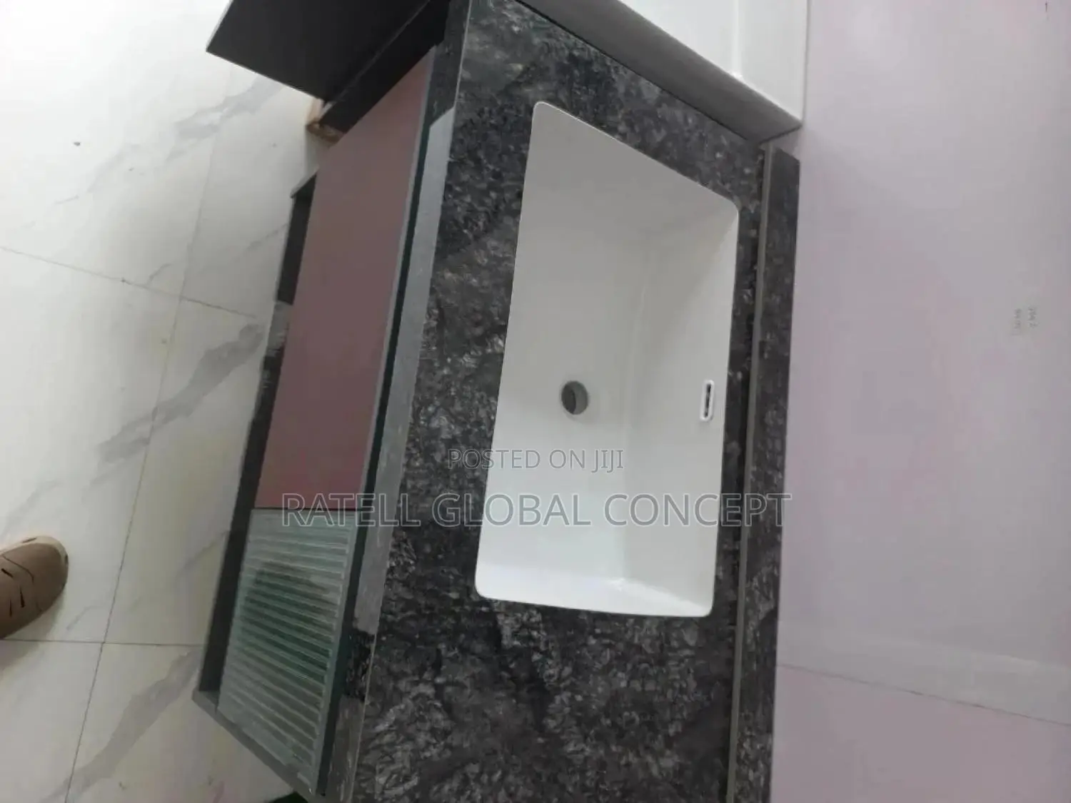 Cabinet Wash Basin With Storage Shelf Sensor Led Mirror