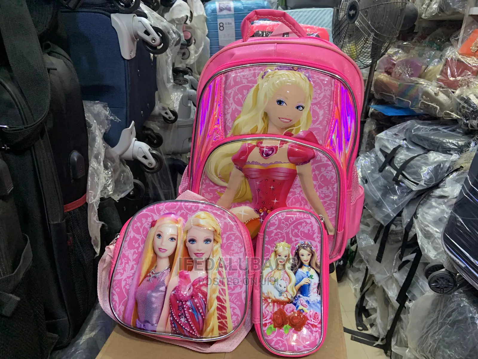16inches Pink Kids Trolley School Bag