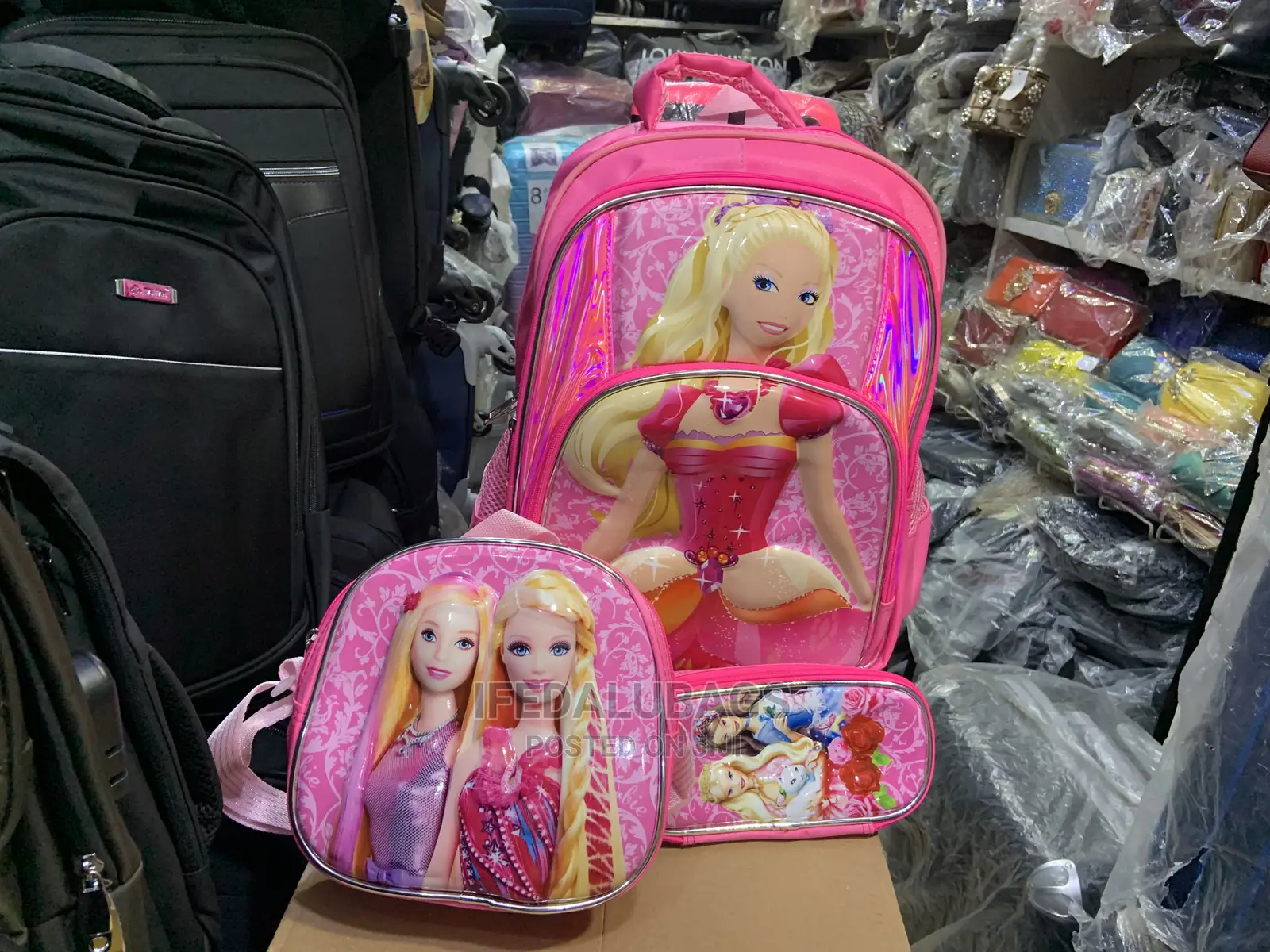 16inches Pink Kids Trolley School Bag