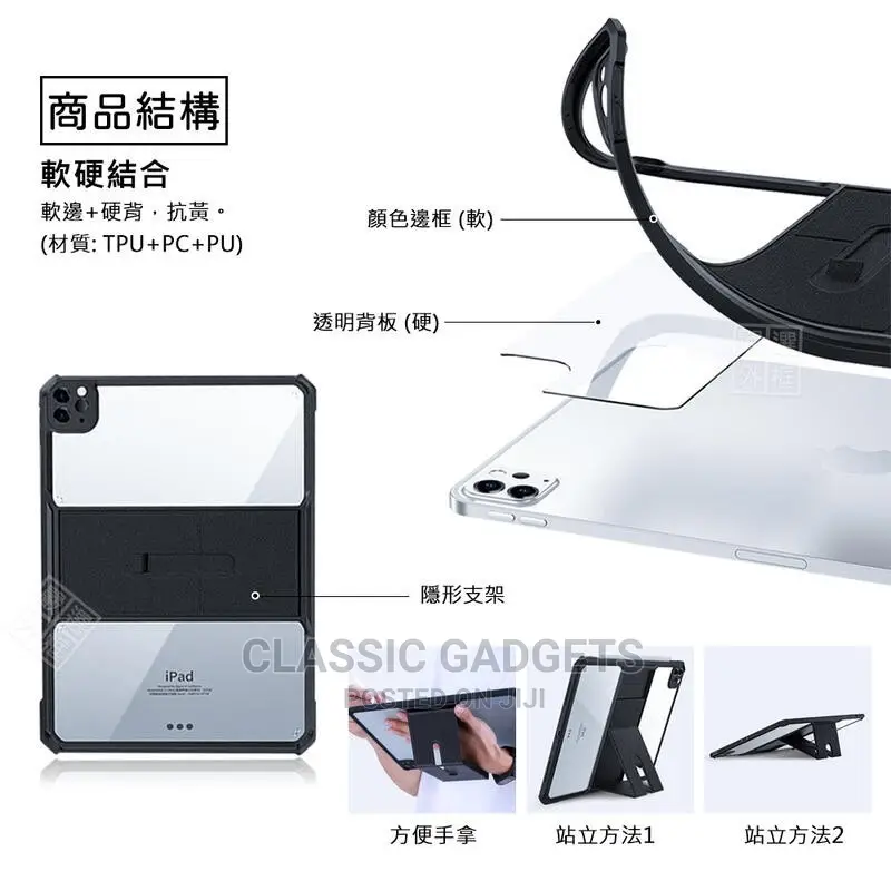 Xundd Crystal Clear Case/Stand for iPad Pro12.9 / 10th Gen