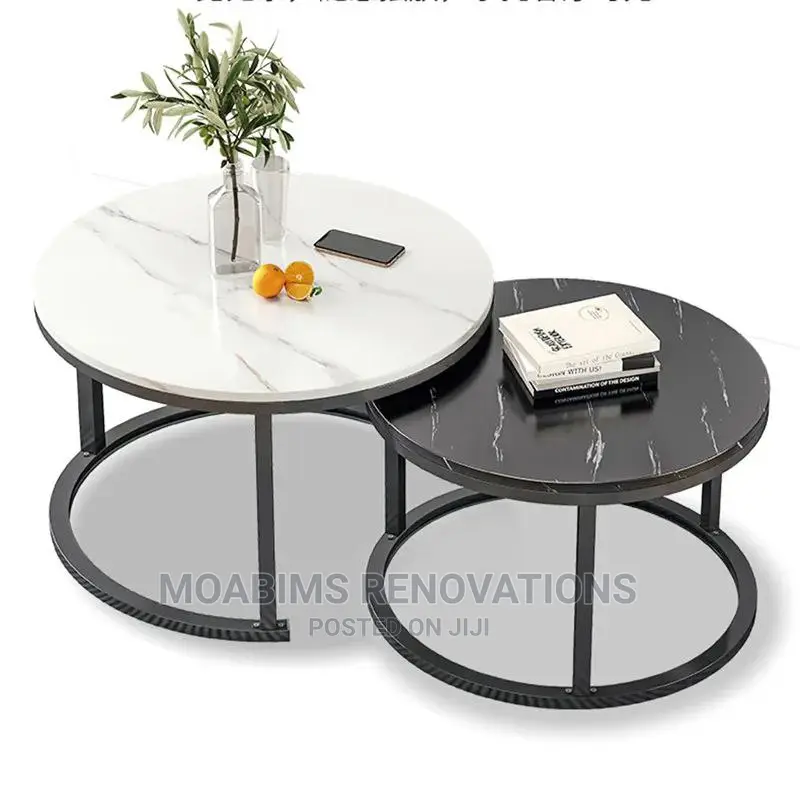2in1 Wooden Center Table Marble Imitation