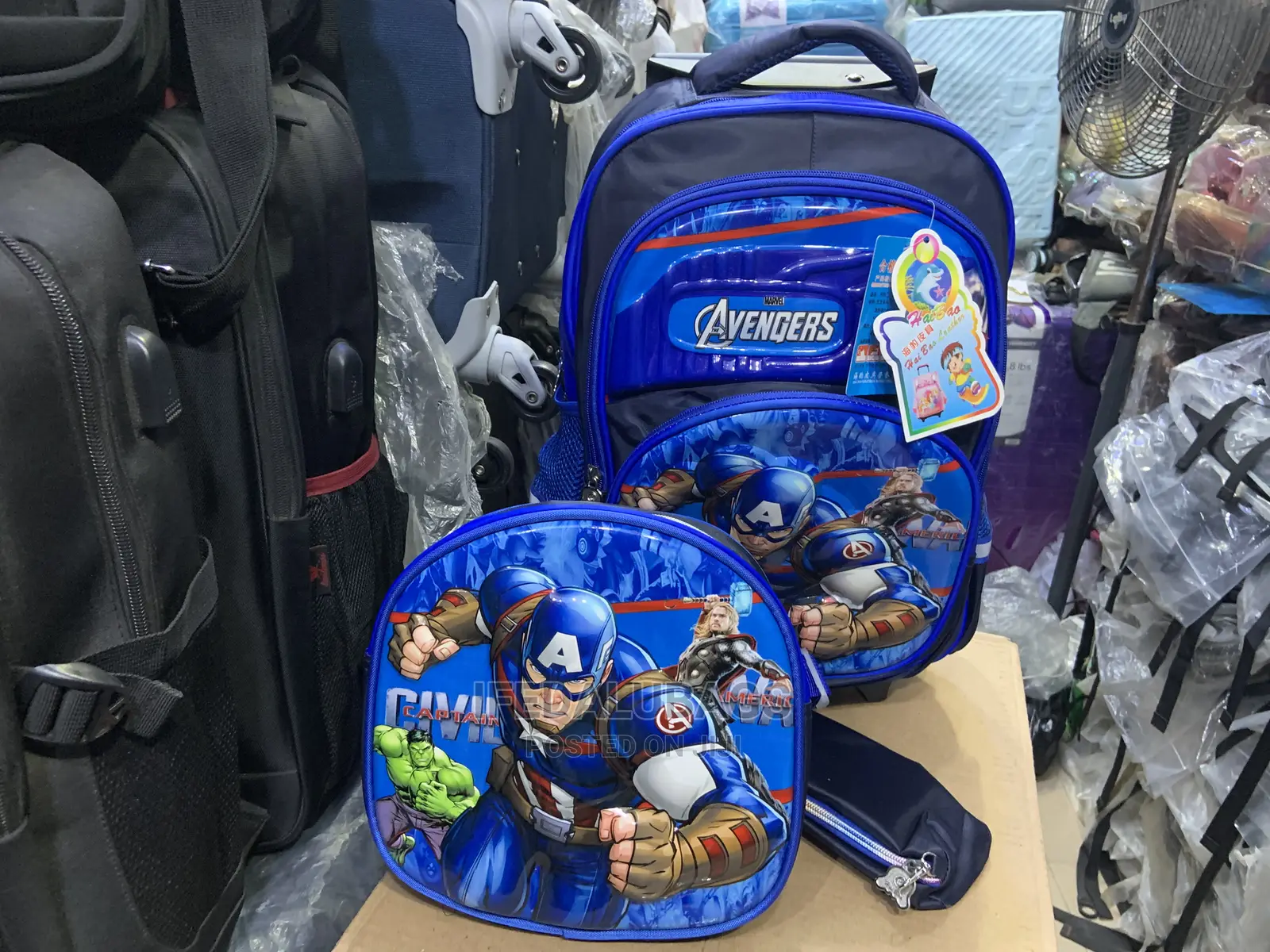 3n1 Cartoon Character Kids School Bag With Trolley