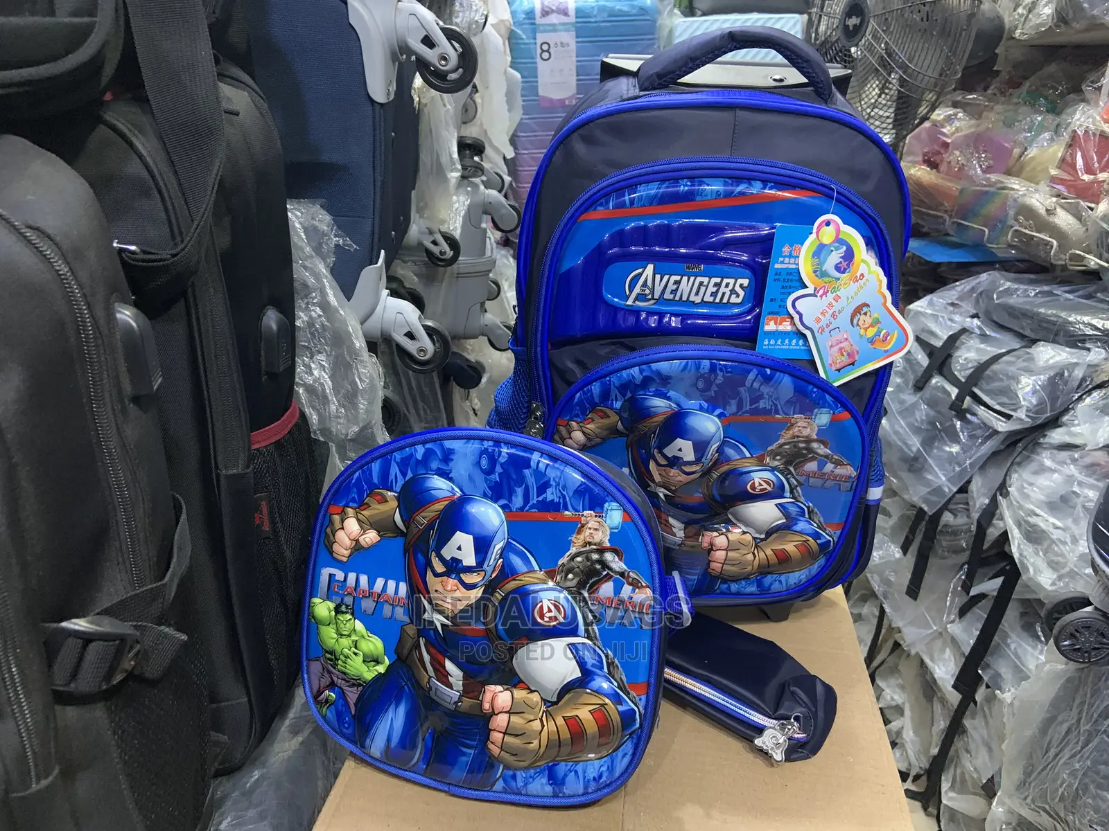 3n1 Cartoon Character Kids School Bag With Trolley