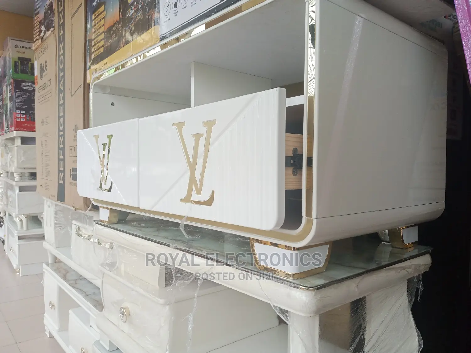 Brand New White Lv Center Table With Double Drawer