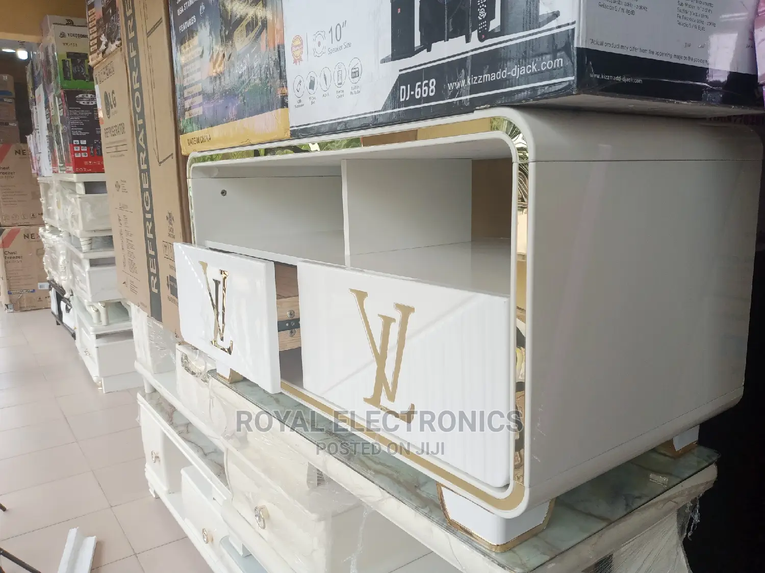Standard White Lv Center Table With Double Drawer