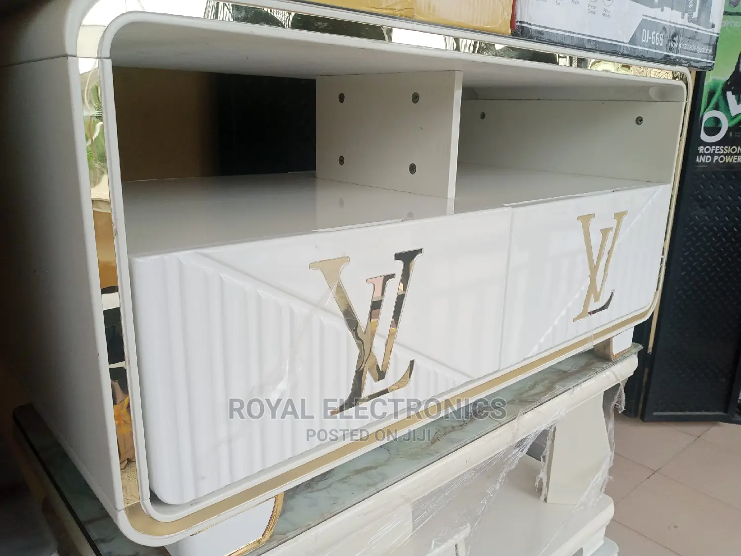 Superior Quality White Lv Center Table With Double Drawer