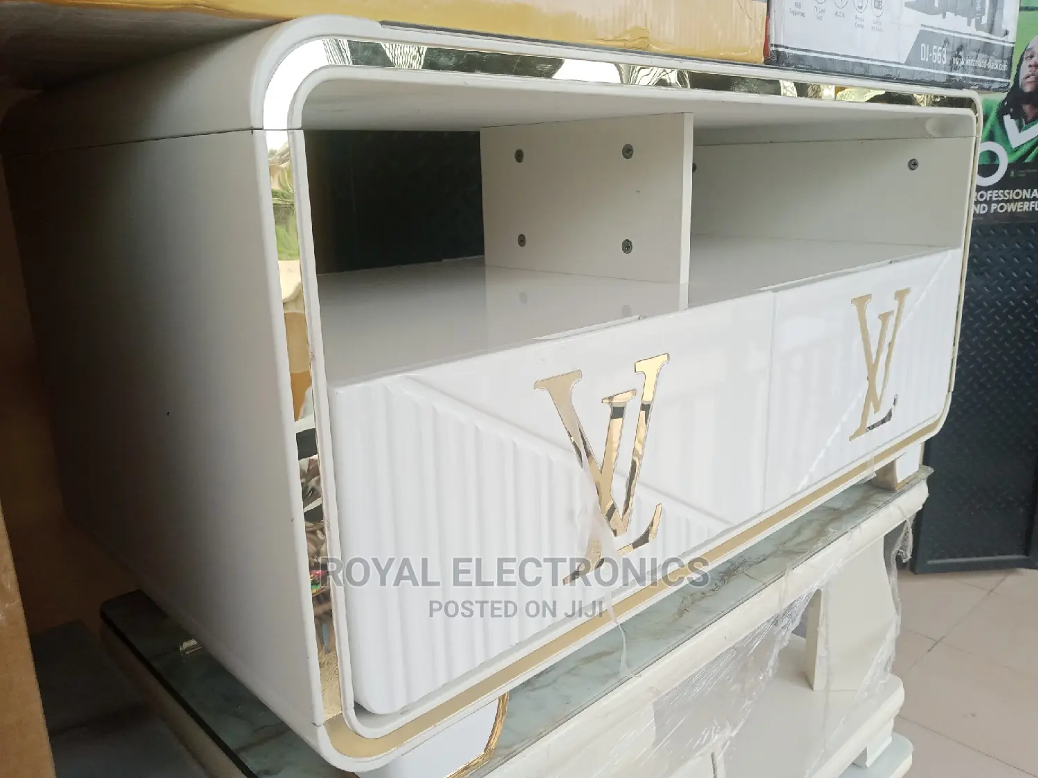 Superior Quality White Lv Center Table With Double Drawer