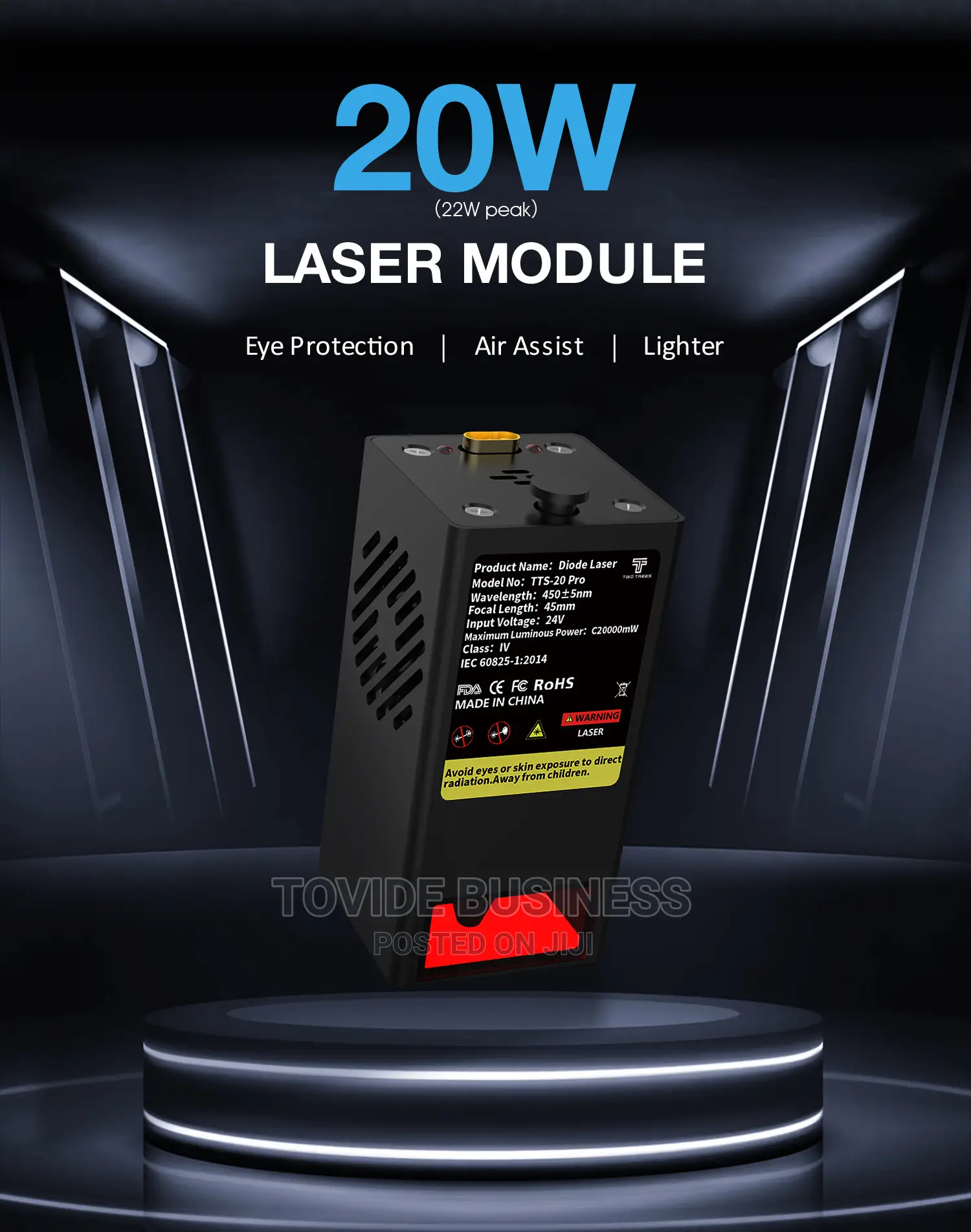 20W Laser Cutter Machine + Air Assist, Honeycomb, Rotary Mod
