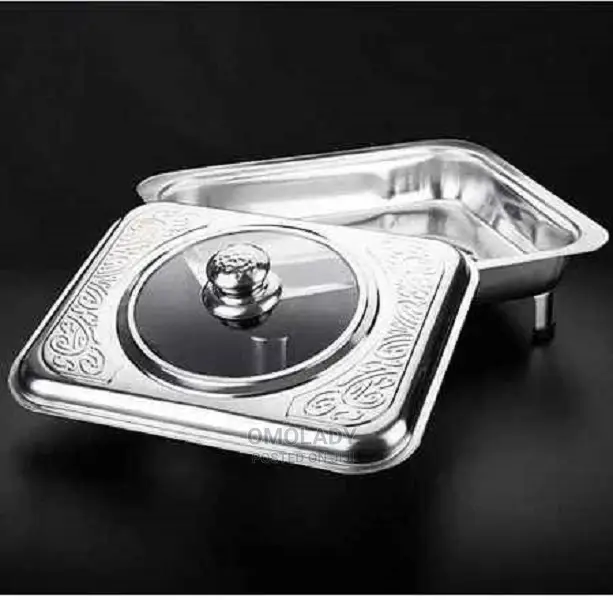 Fast Food Dish Stainless Steel With Glass Cover Ware 30x40cm