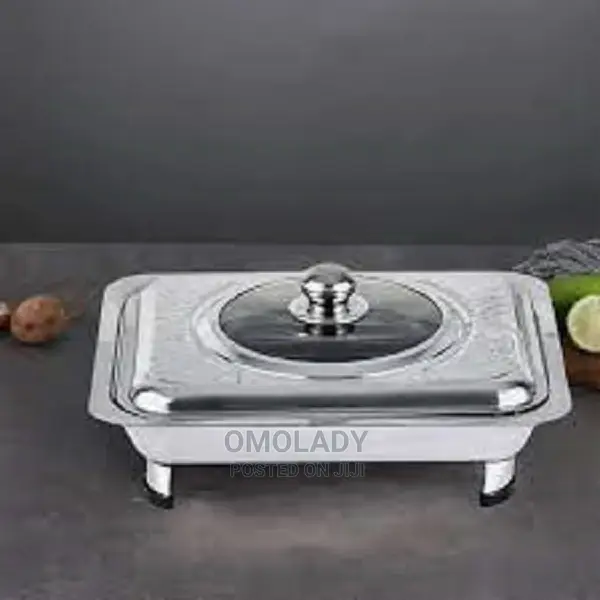 Fast Food Dish Stainless Steel With Glass Cover Ware 30x40cm