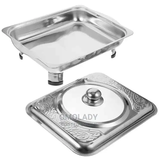 Fast Food Dish Stainless Steel With Glass Cover Ware 36x26cm