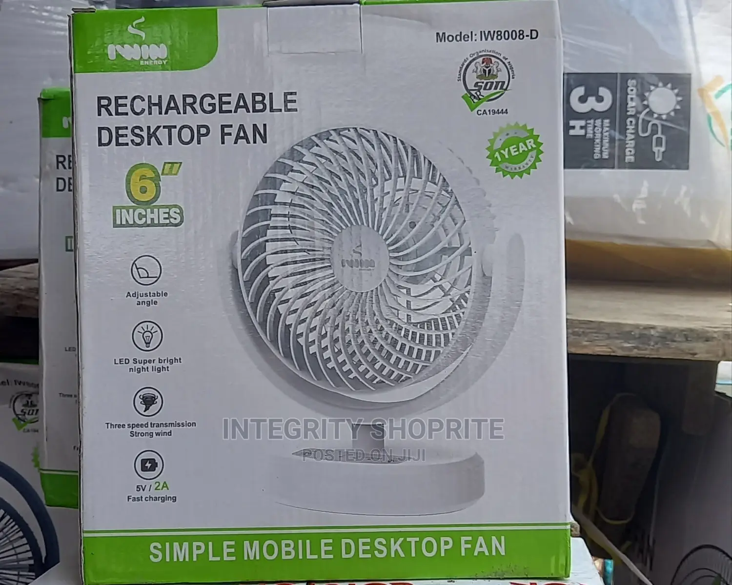 6" Rechargeable Mini Smart Fan - Mf026-6 - 2400mah