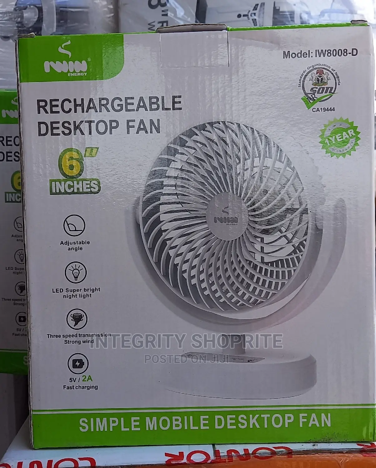 6" Rechargeable Mini Smart Fan - Mf026-6 - 2400mah