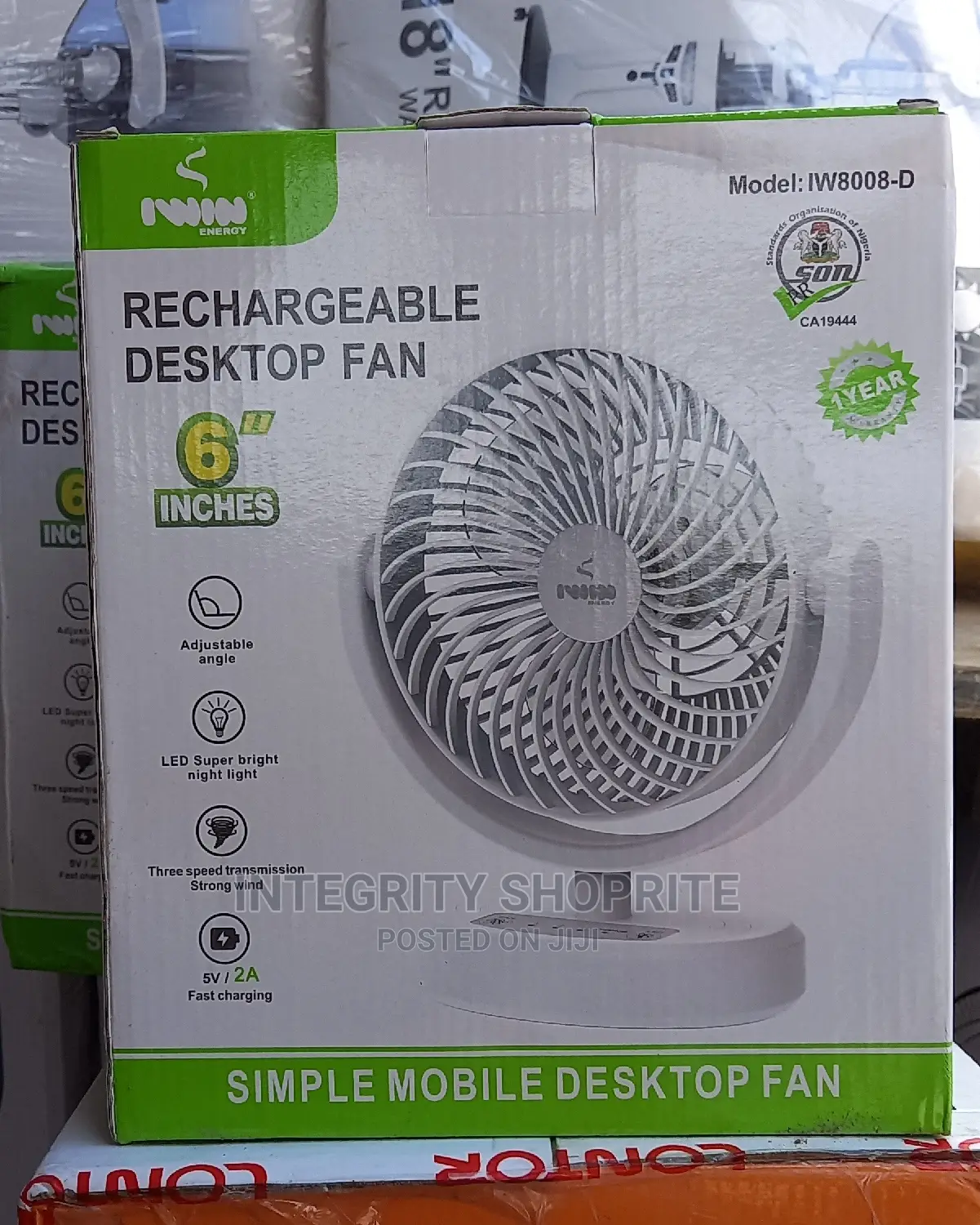 6" Rechargeable Mini Smart Fan - Mf026-6 - 2400mah