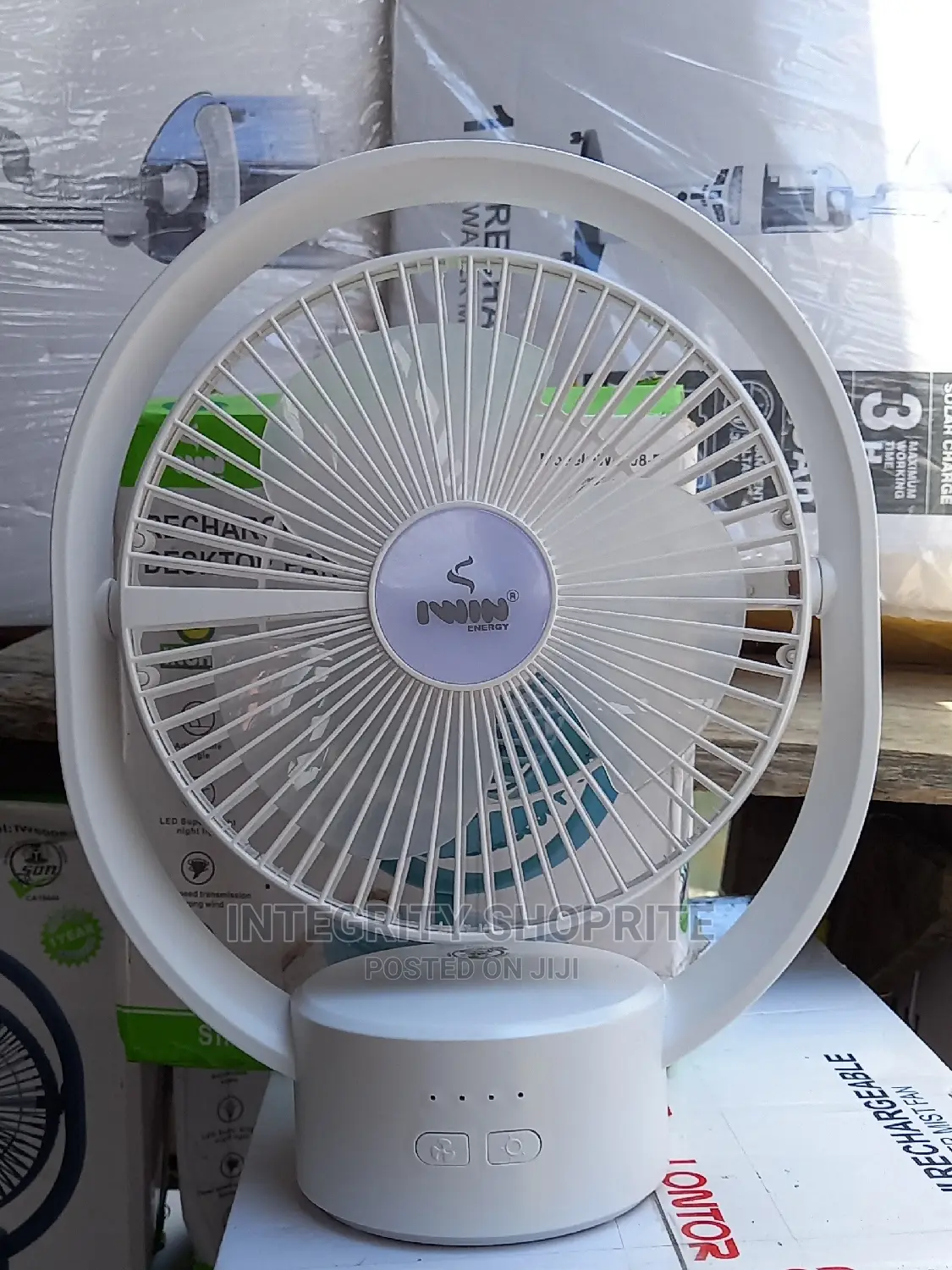 Iwin 8" Energy Rechargeable Table Fan + Led Light - 3000mah