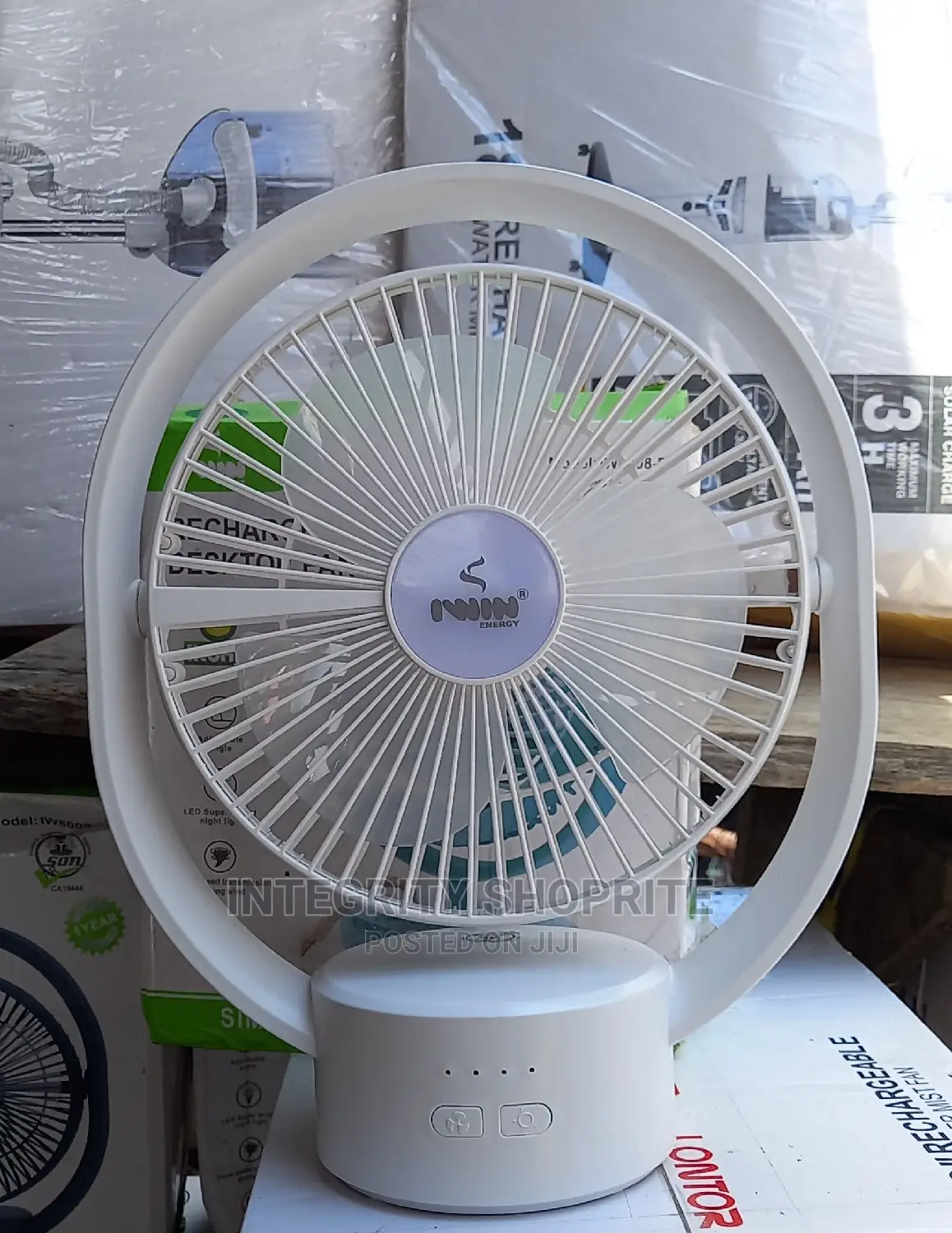 Iwin 8" Energy Rechargeable Table Fan + Led Light - 3000mah