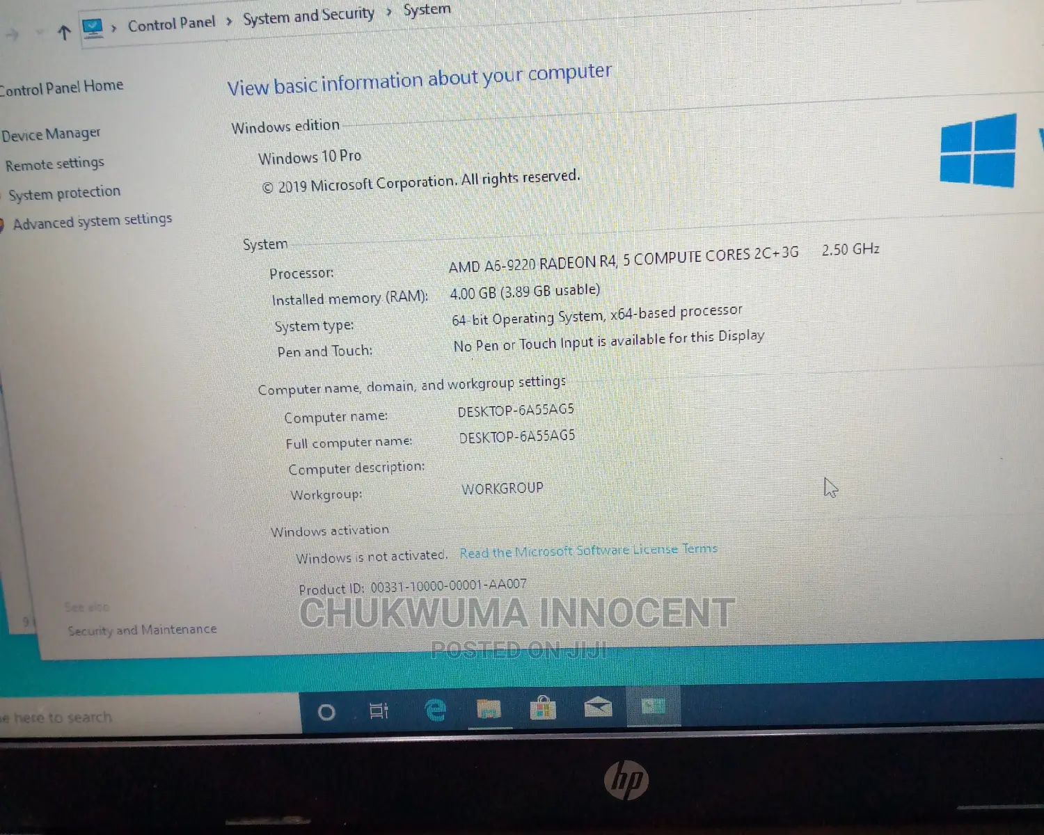 Laptop HP 255 G6 4GB AMD A6 SSD 256GB