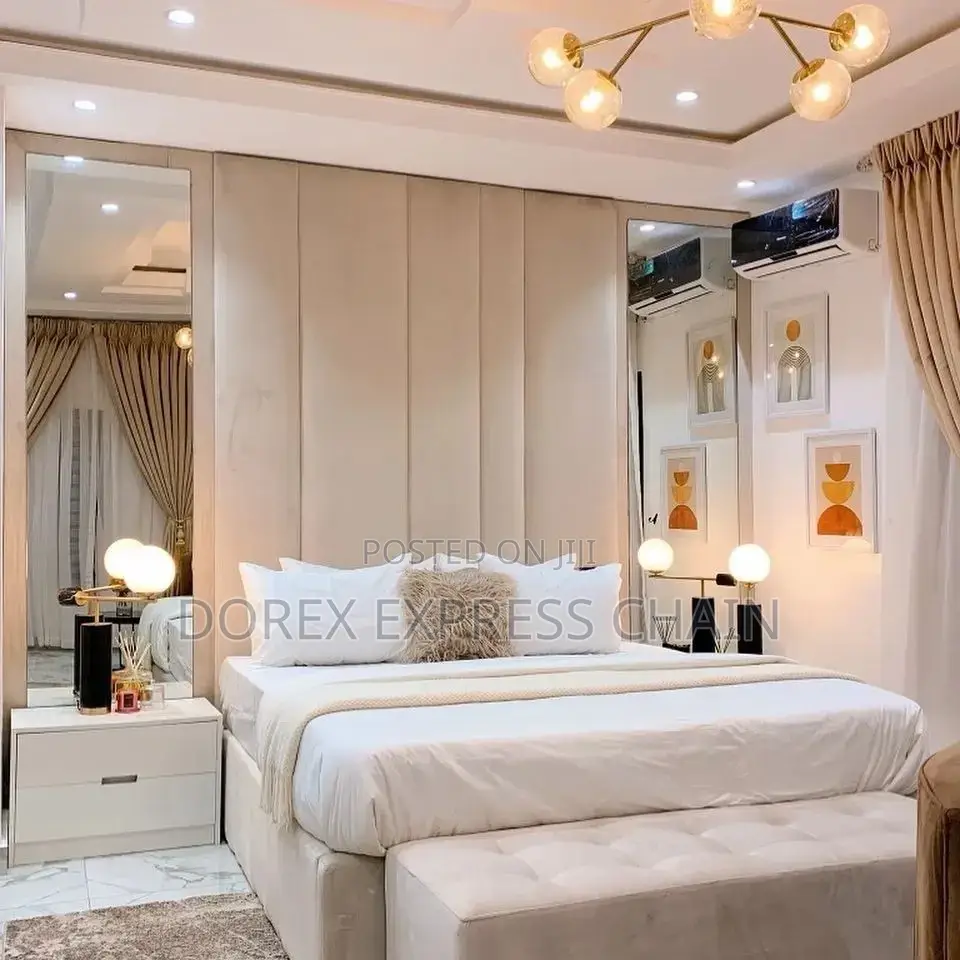Queen's Size Bedframe With Bedside And Mirror