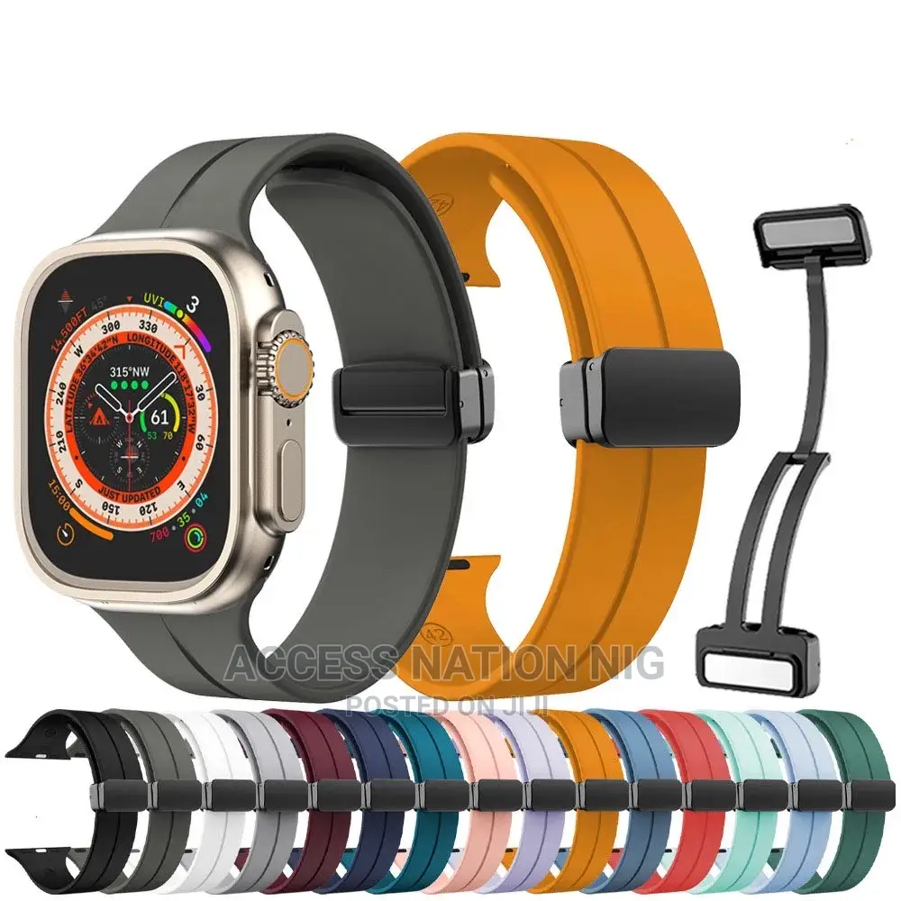Silicone Magnetic Folding Buckle Watch Band for Apple Watch