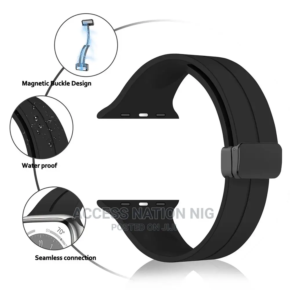 Silicone Magnetic Folding Buckle Watch Band for Apple Watch