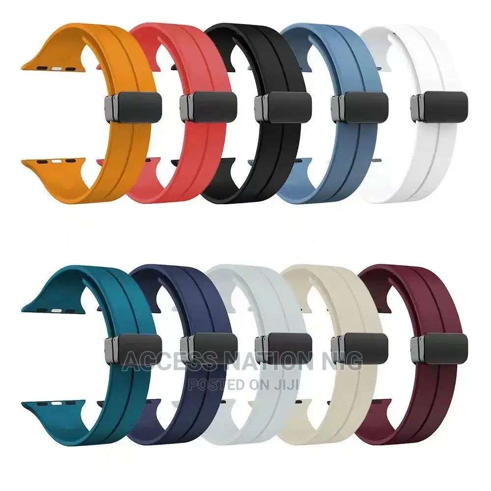 Silicone Magnetic Folding Buckle Watch Band for Apple Watch