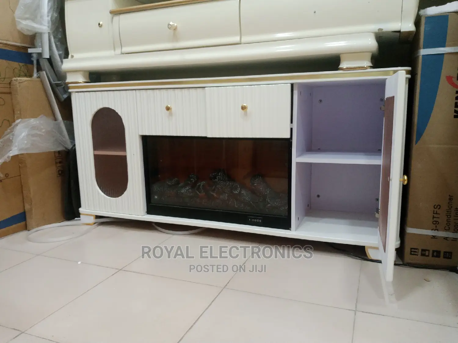 Very New White Fireplace TV Stands With Double Drawer