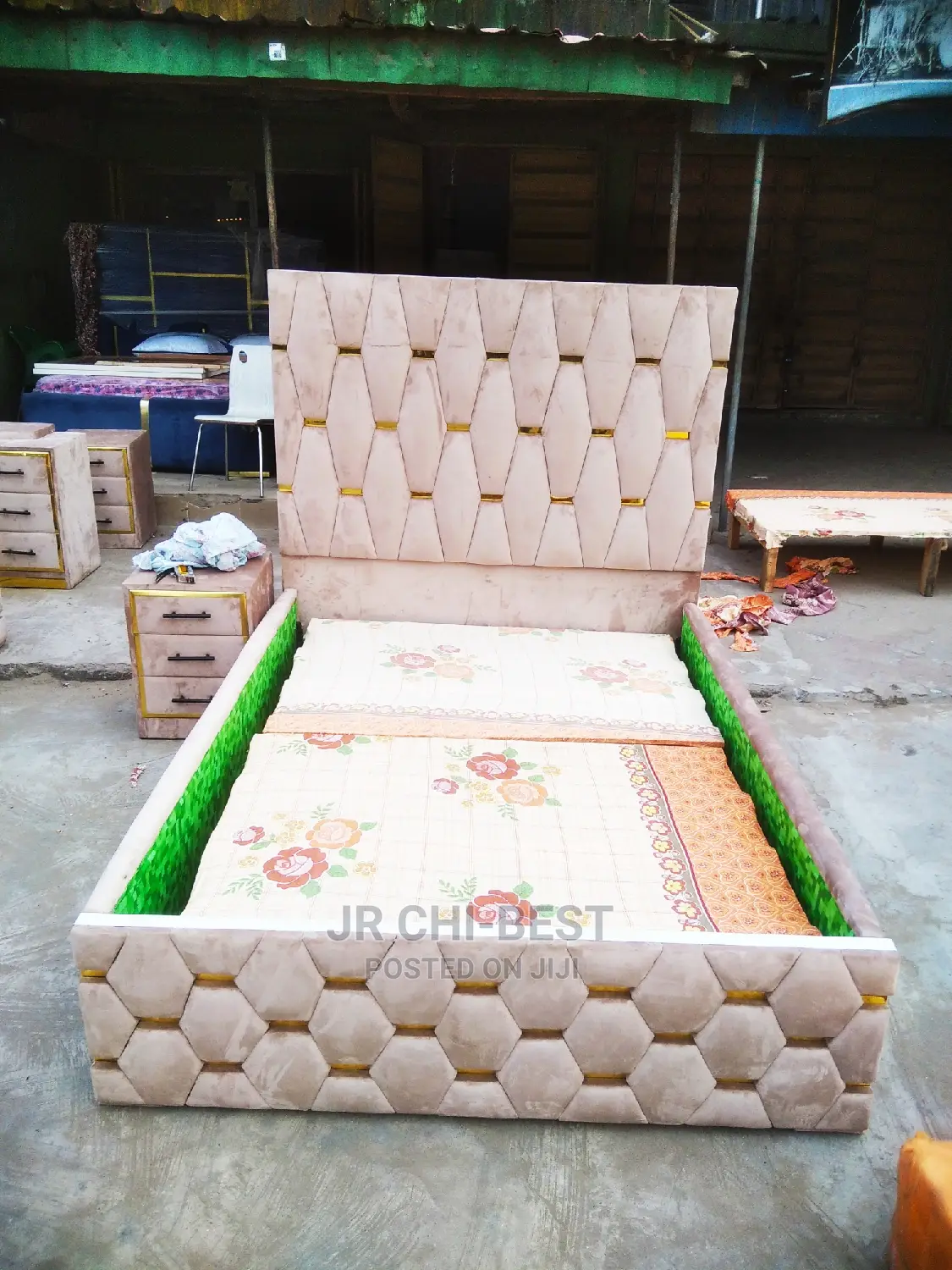 Credible Quality Padded 4.5 by 6 Wooden HDF Bedframe
