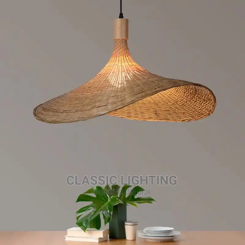 Hand Make Bamboo Wicker LED Pendant Lamps Vintage